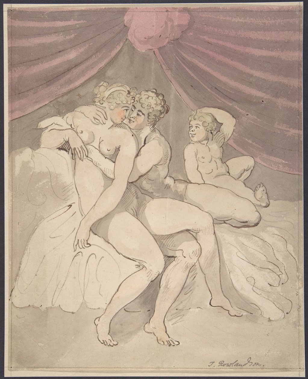 Nakenpar som omfamnar varandra av Thomas Rowlandson