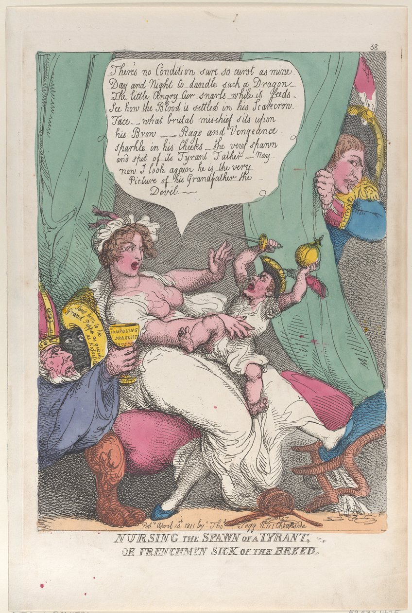 Nursing the Spawn of a Tyrann, 14 april 1811., 14 april 1811. av Thomas Rowlandson