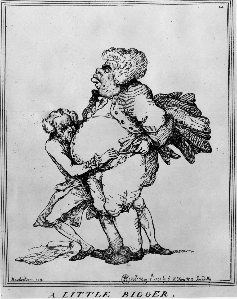 Obesite: A Little Bigger - teckning av Thomas Rowlandson (1756-1827) av Thomas Rowlandson