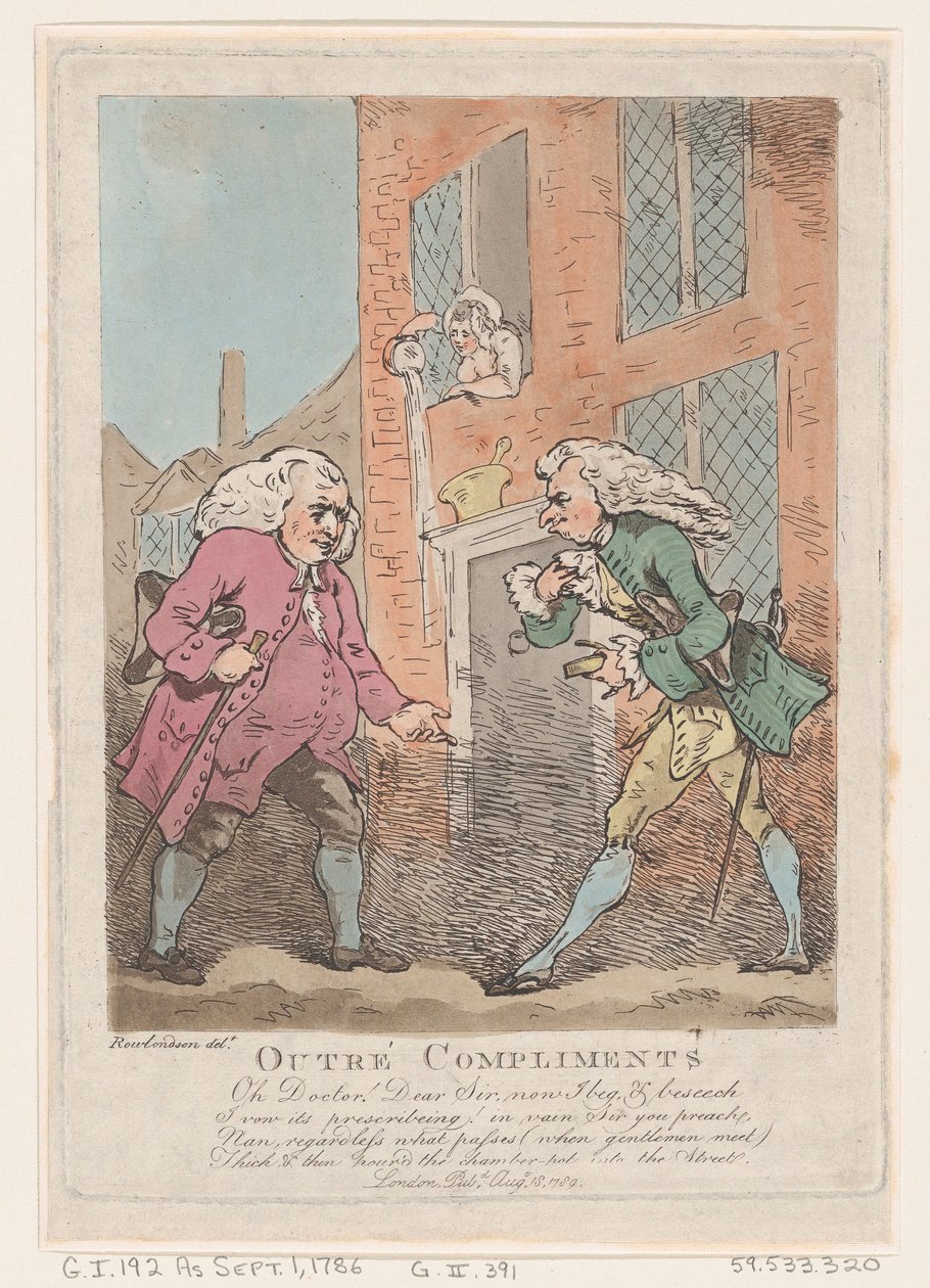 Upprörda komplimanger, 18 augusti 1786., 18 augusti 1786. av Thomas Rowlandson