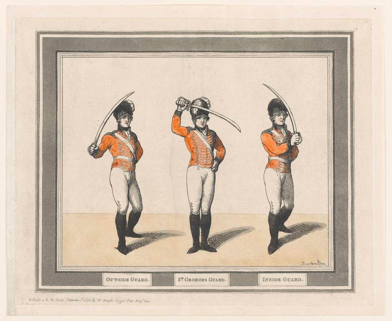 Utanför vakt, St. Georges gardet, inre vakt, 1 september 1798., 1 september 1798. av Thomas Rowlandson