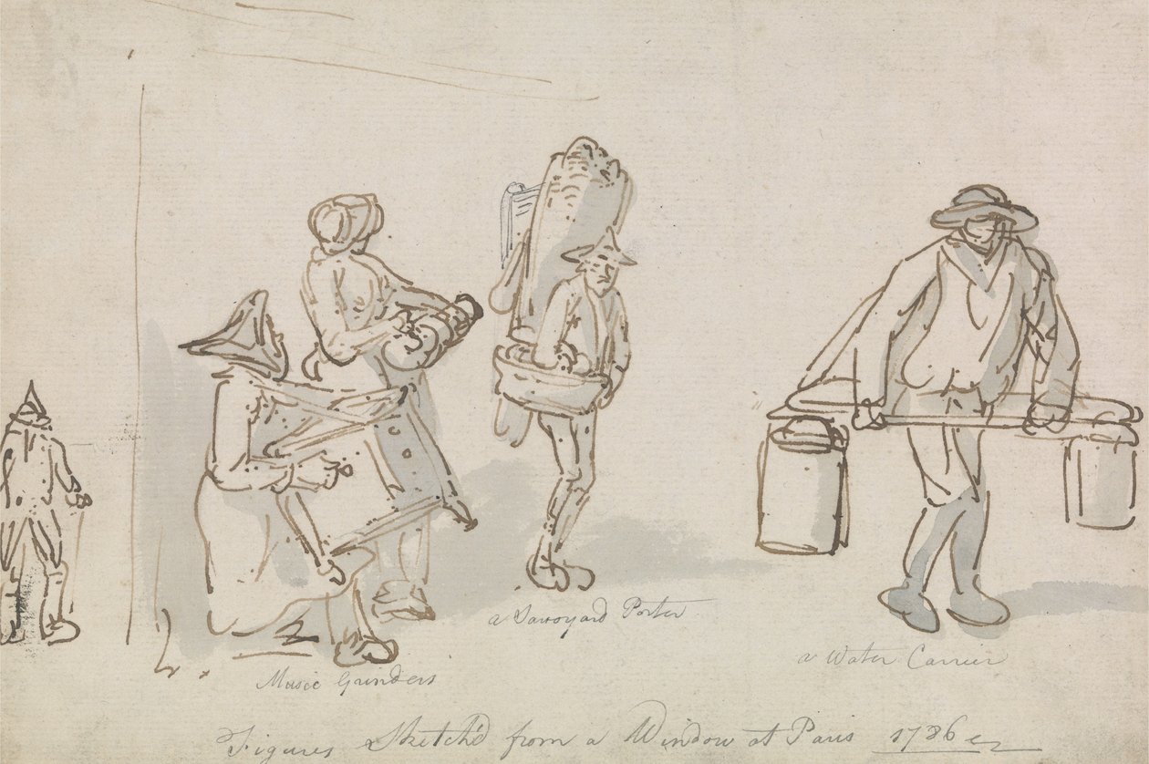 Gatufigurer i Paris av Thomas Rowlandson