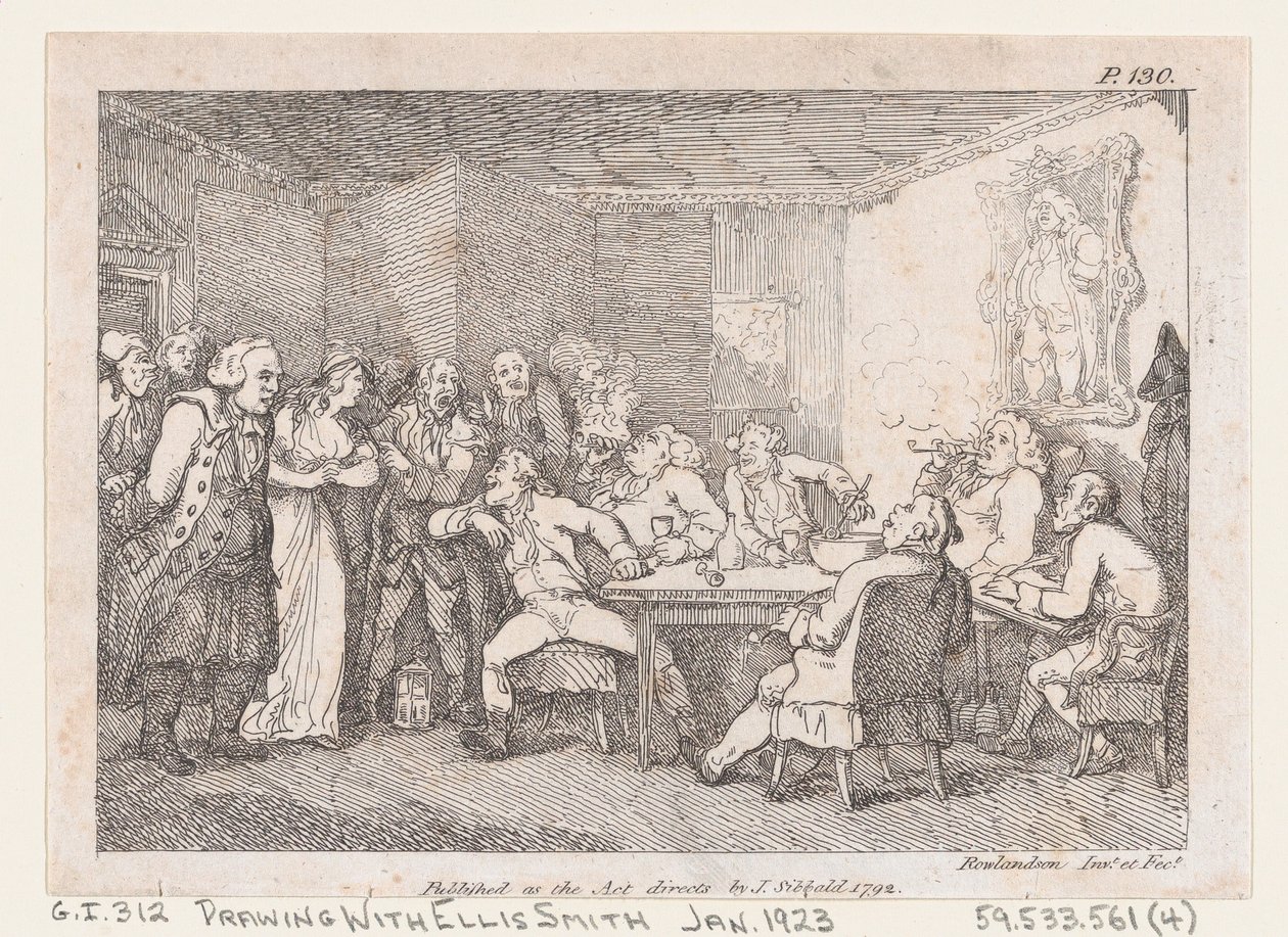Parson Adams & Fanny undersöktes som de skyldiga inför landet Justice, från The Adventures..., 1792. av Thomas Rowlandson