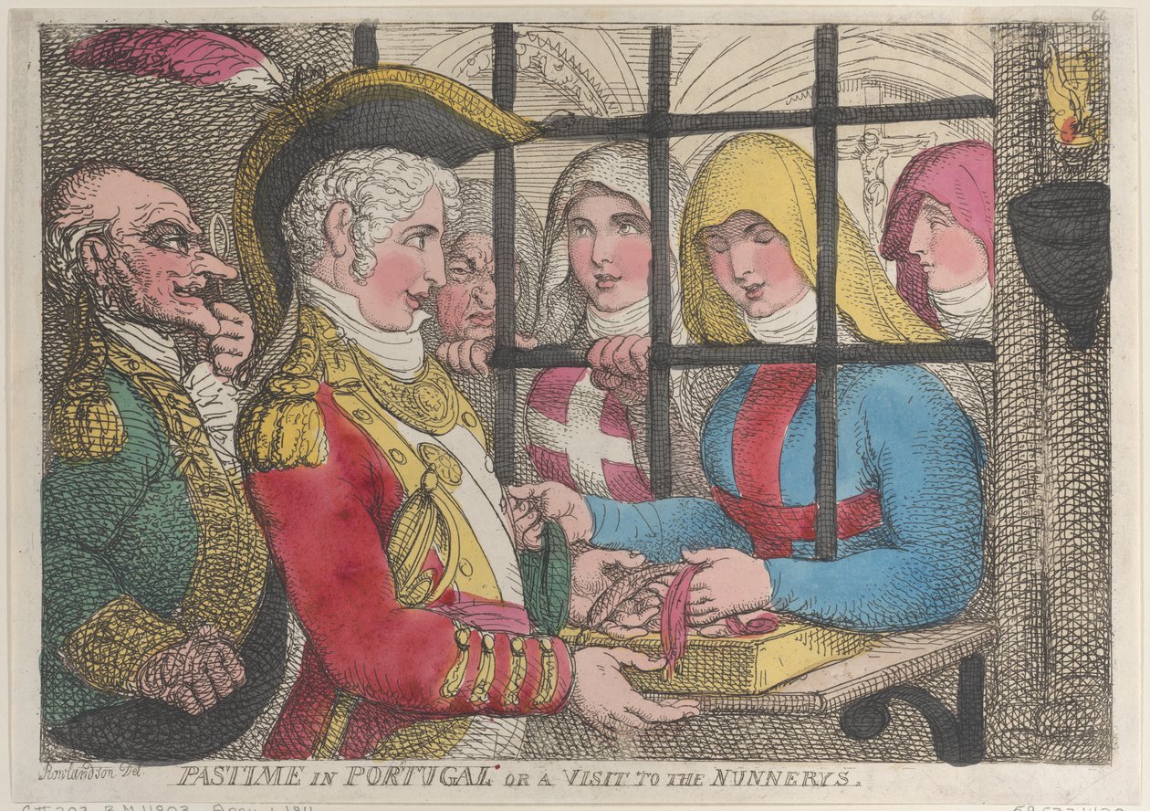 Tidfördriv i Portugal eller ett besök i nunnerkyrkorna, 1 april 1811, 1 april 1811. av Thomas Rowlandson