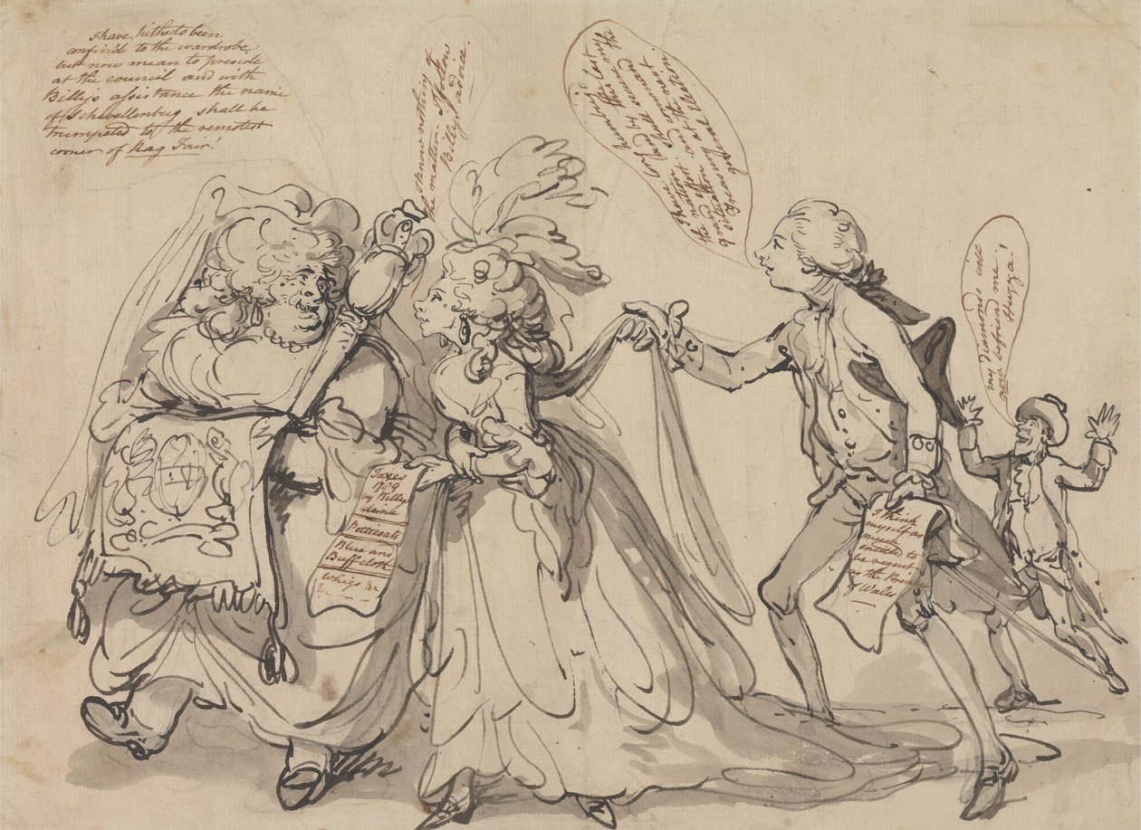Pitt och hans allierade i hans Fight for the Regency av Thomas Rowlandson