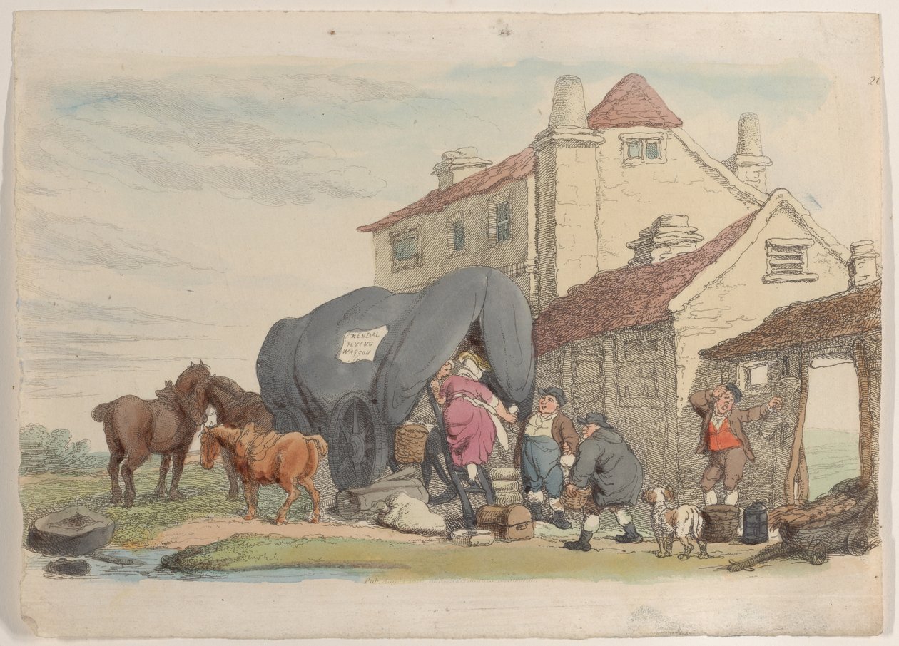 Plåt 26: En flygande vagn, från World in Miniature, 1816., 1816. av Thomas Rowlandson