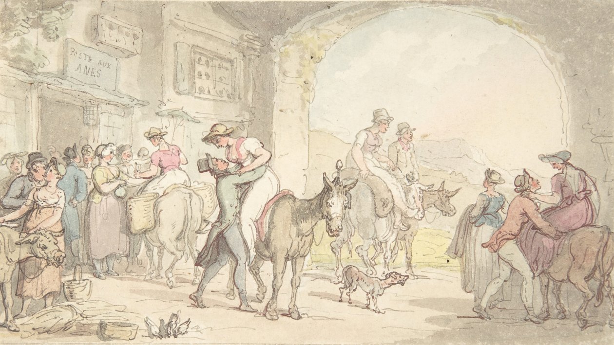 Pleasure of a Poste aux Anes, från Sentimental Travels, ca. 1821. av Thomas Rowlandson