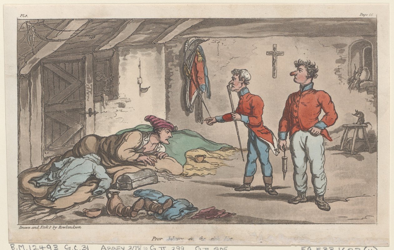 Stackars Johnny på sjuklistan, från The Military Adventures of Johnny Newcome, 1815., 1815. av Thomas Rowlandson