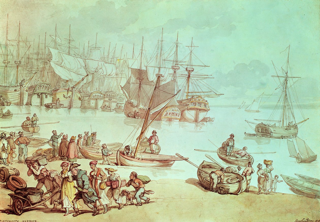 Portsmouths hamn av Thomas Rowlandson
