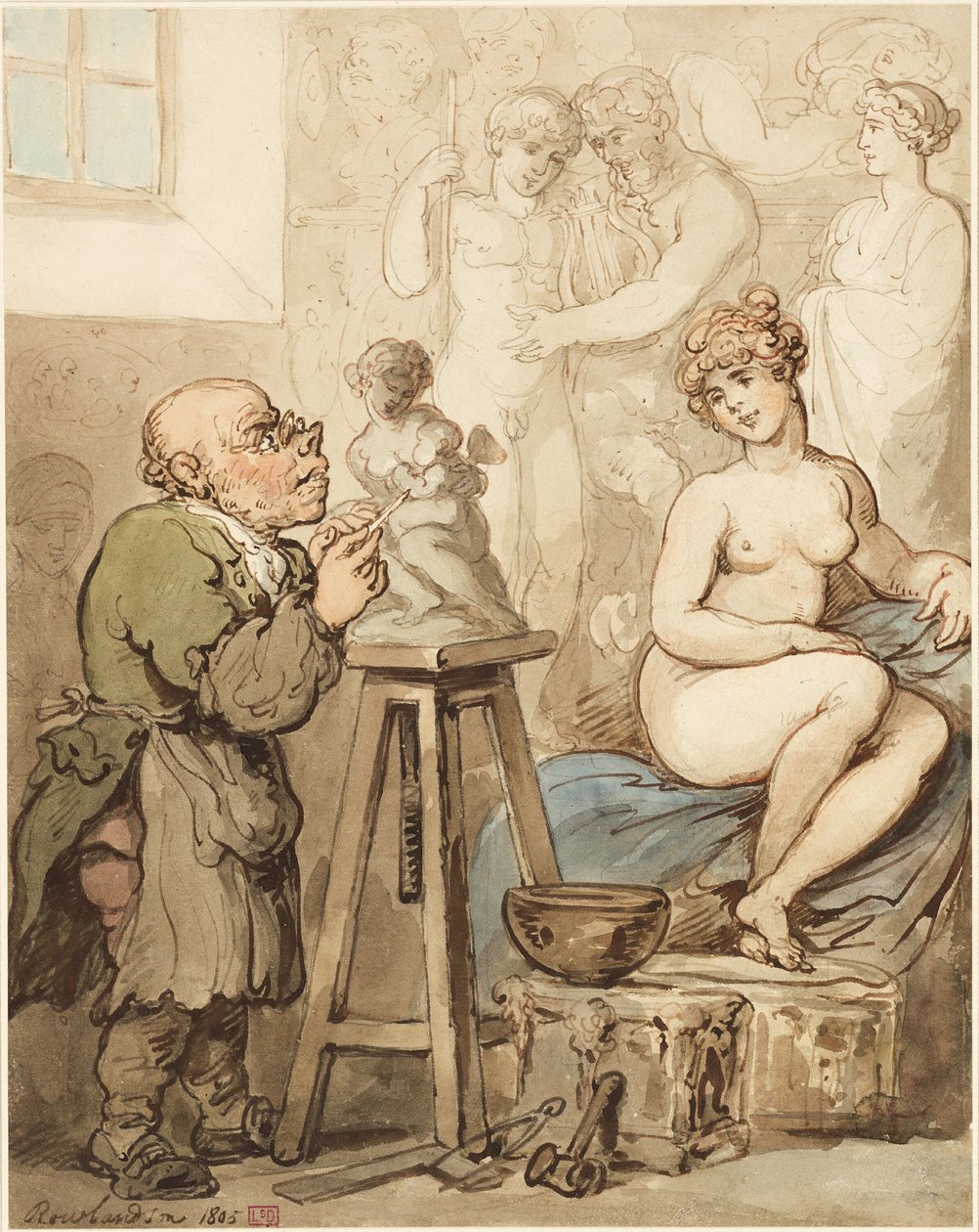 Förberedelse för Akademien — Gamle Joseph Nollekens och hans Venus av Thomas Rowlandson
