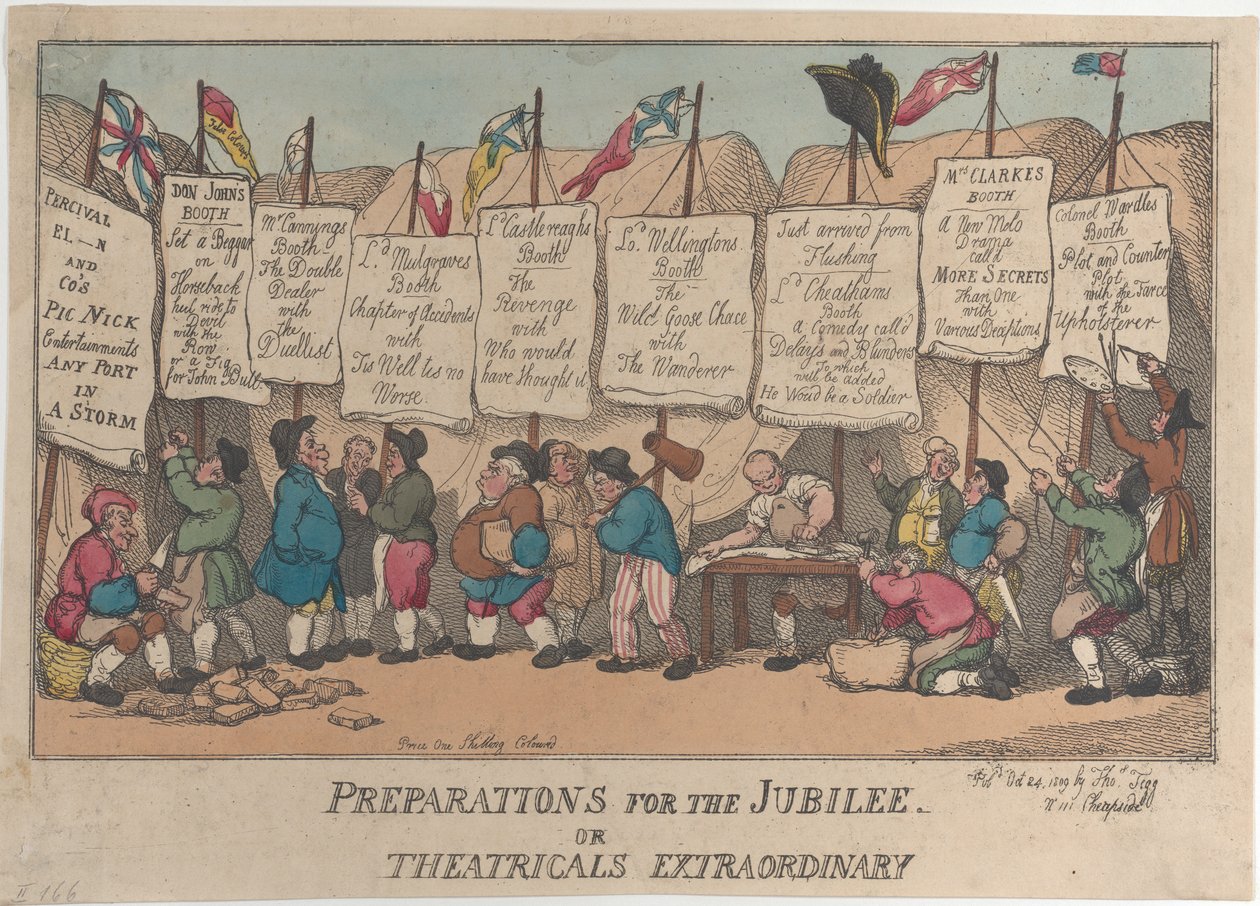 Förberedelser för jubileet eller extraordinära teatrar, 24 oktober 1809., 24 oktober 1809. av Thomas Rowlandson