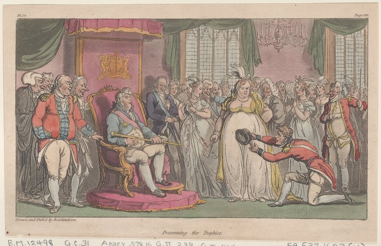 Presentation the Trophies, från The Military Adventures of Johnny Newcome, 1815., 1815. av Thomas Rowlandson