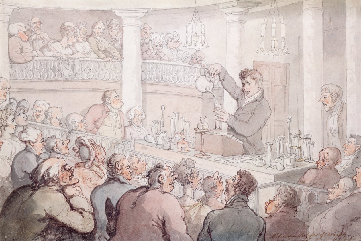 Professor F Accum föreläser vid Surrey Institute, London, 1809 av Thomas Rowlandson