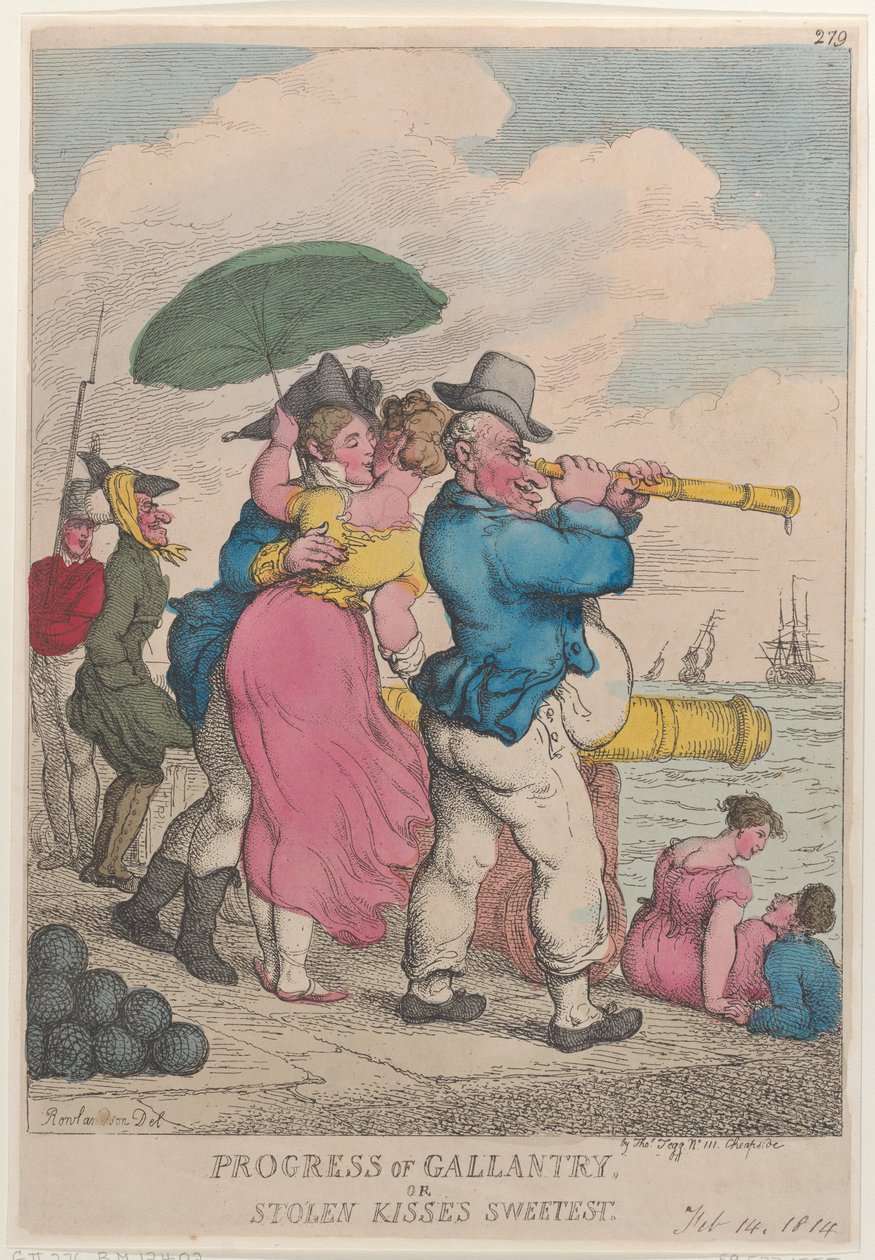 Progress of Gallantry or Stolen Kisses Sweetest, 14 februari 1814., 14 februari 1814. av Thomas Rowlandson