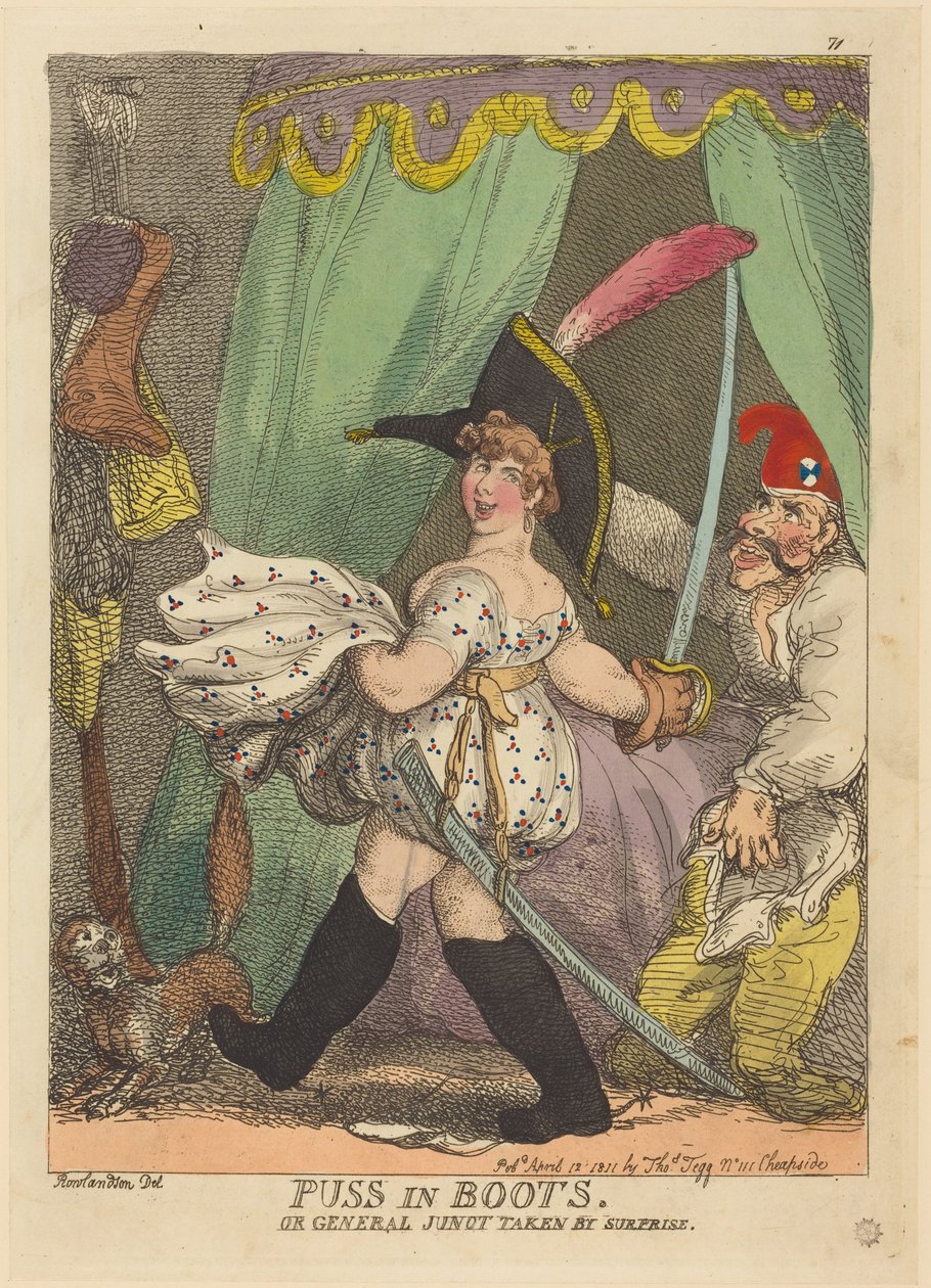 Katten i stövlar, eller General Junot överraskas av Thomas Rowlandson
