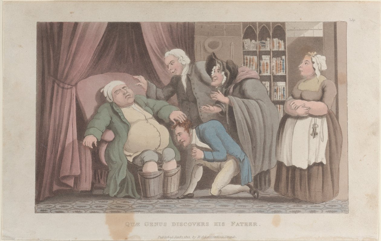 Quae Genus upptäcker sin far, från The History of Johnny Quae Genus, The Li..., 1 januari 1822. av Thomas Rowlandson