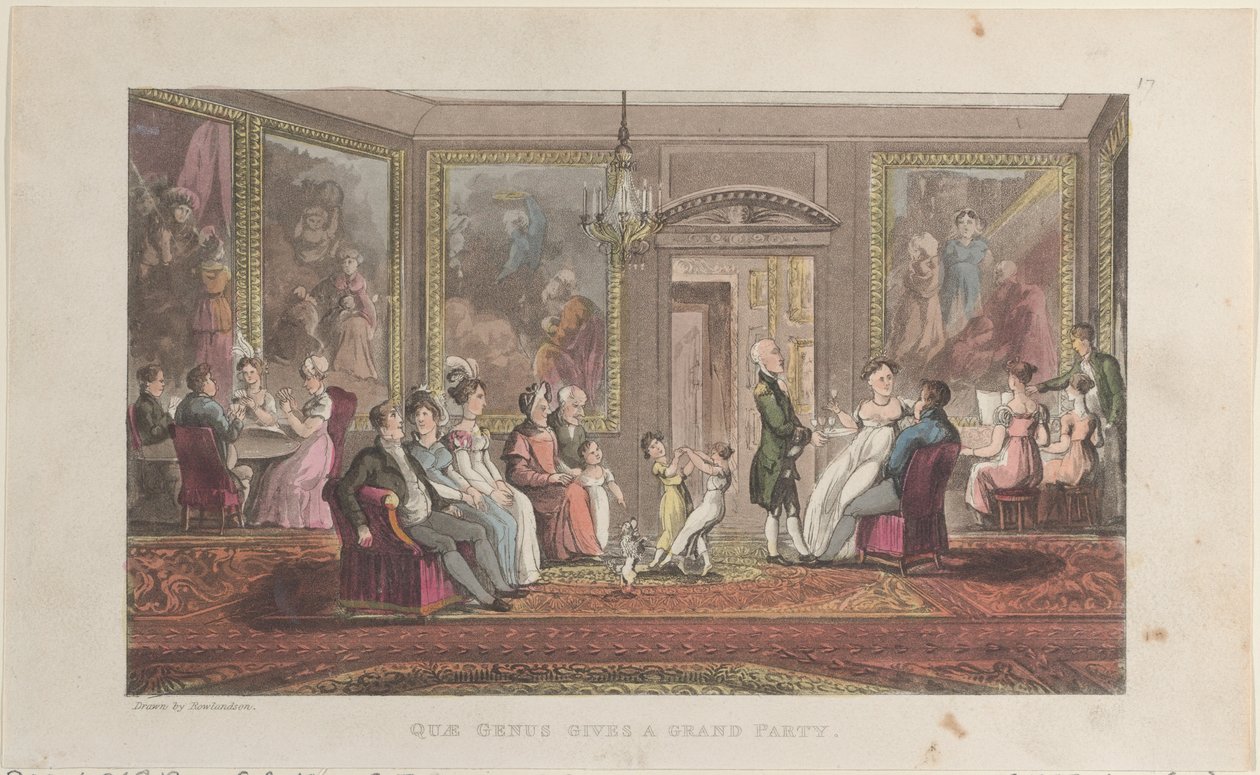 Quae Genus Gives a Grand Party, från The History of Johnny Quae Genus, The Li..., 1 februari 1822. av Thomas Rowlandson