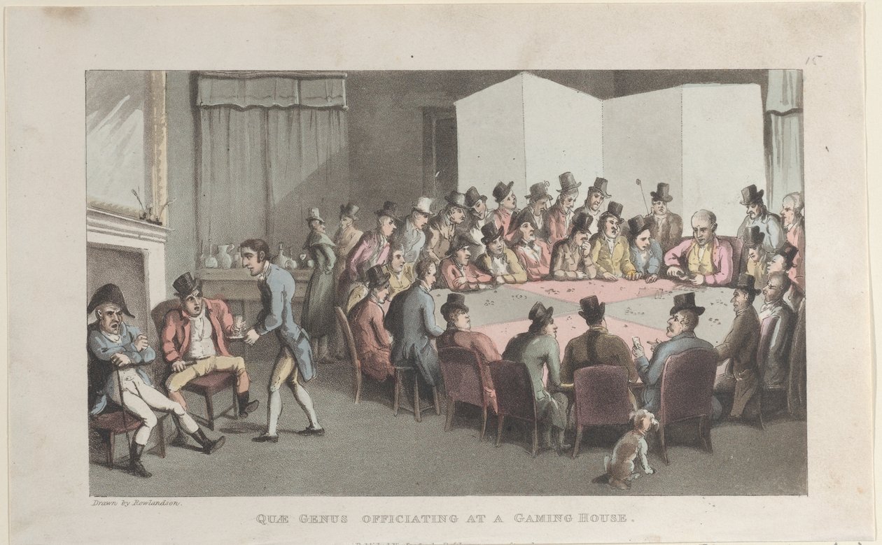 Quae Genus Officiating at a Gaming House, från The History of Johnny Quae Gen..., 1 november 1821. av Thomas Rowlandson