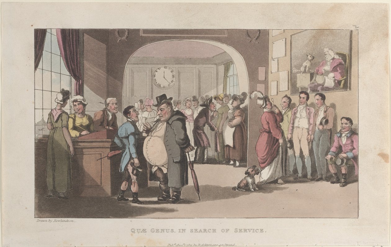 Quae Genus in Search of Service, från The History of Johnny Quae Genus, The Lit..., 1 augusti 1821. av Thomas Rowlandson