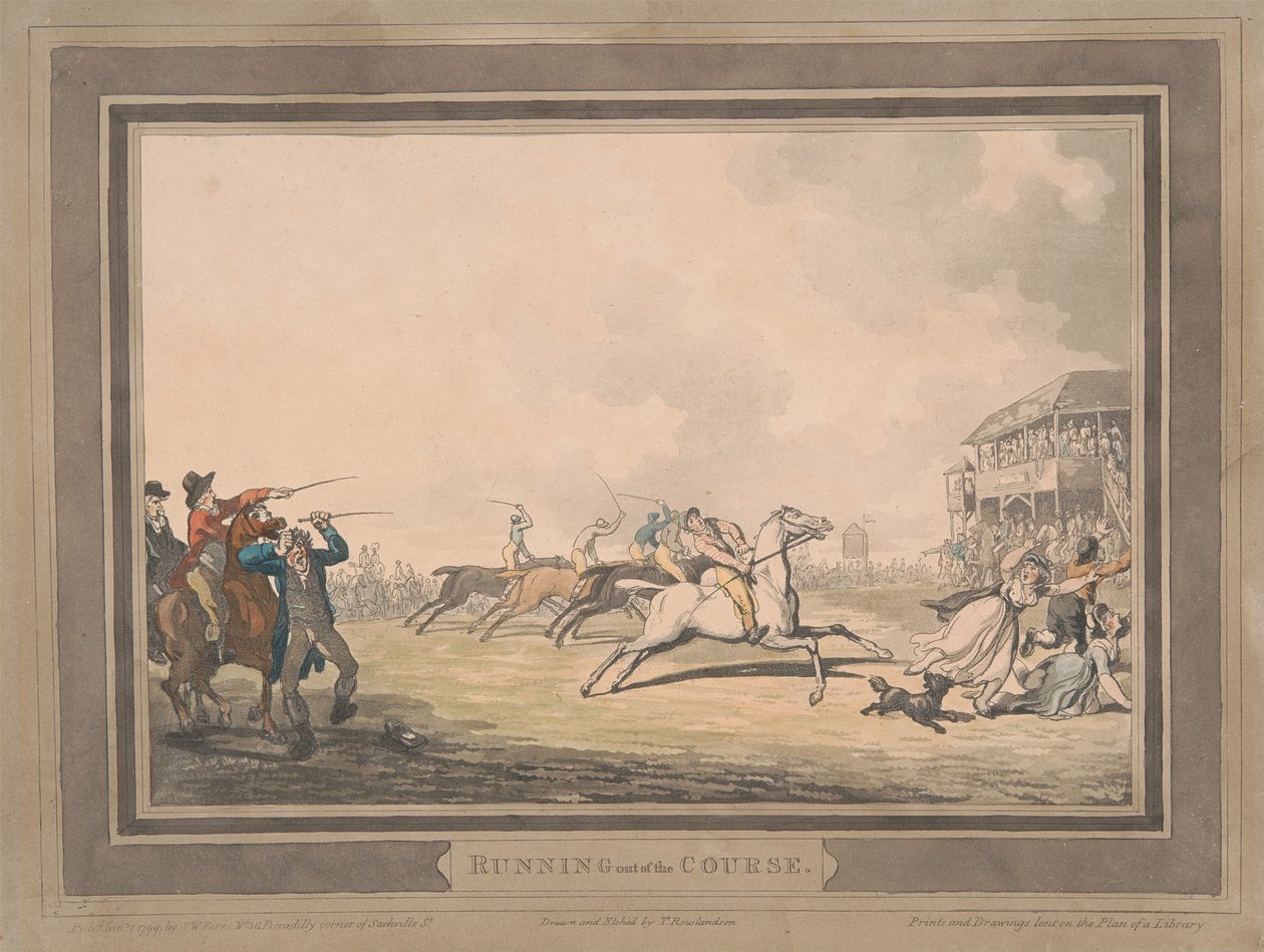 Tävling [set om sex]:  5. Att springa utanför banan av Thomas Rowlandson