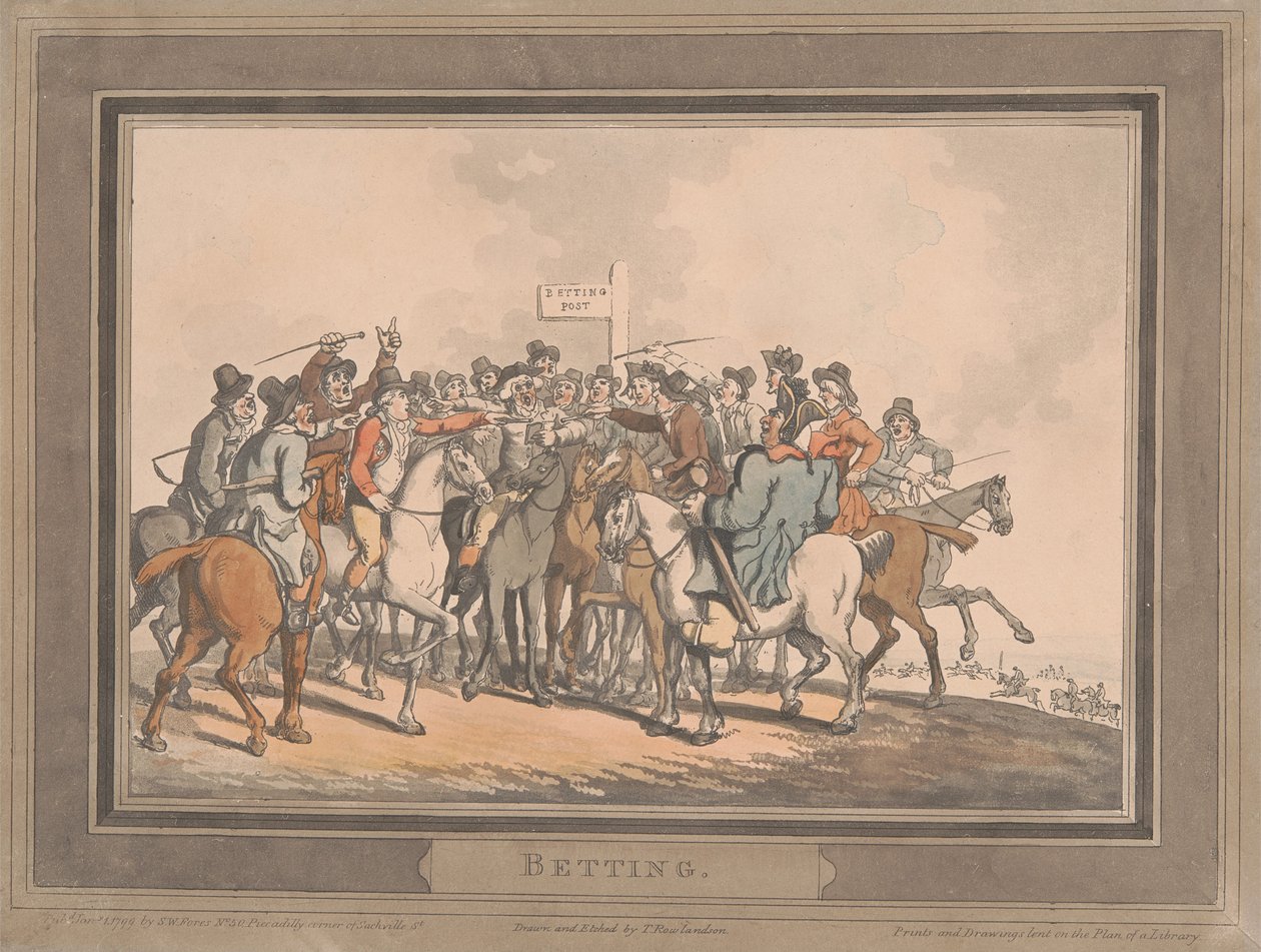 Tävlingar [set om sex]:  6. Vadslagning av Thomas Rowlandson
