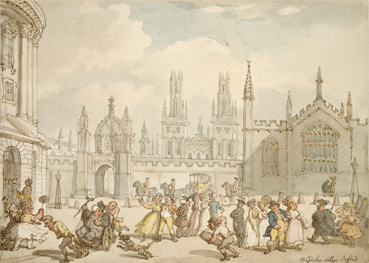 Radcliffe Square, Oxford, tidigt 1800-tal av Thomas Rowlandson