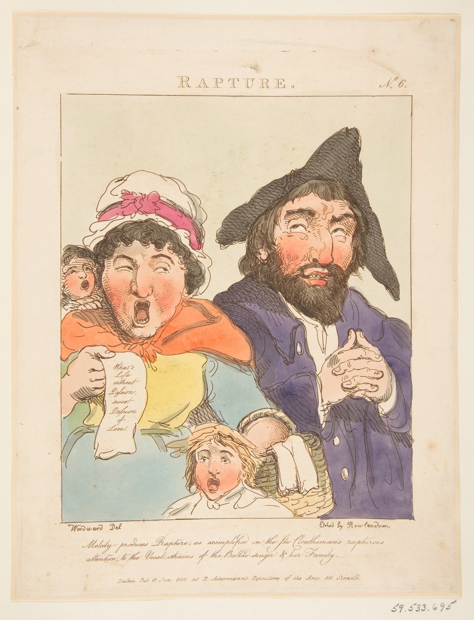 Rapture Le Brun Travested, eller Caricatures of the Passions, 21 januari 1800. av Thomas Rowlandson