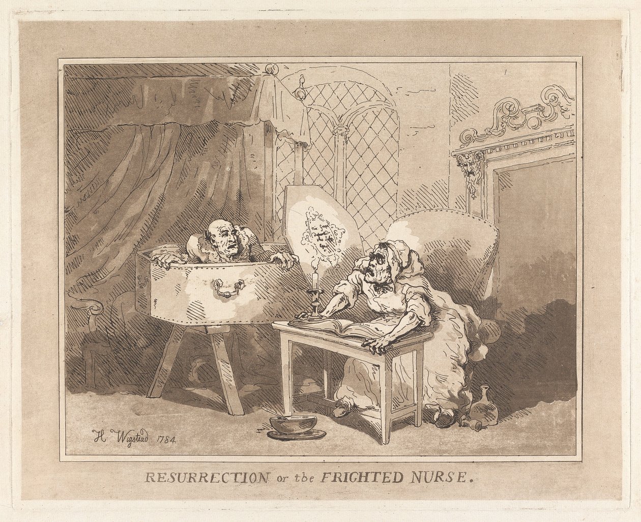 Uppståndelsen eller den rädda sjuksköterskan av Thomas Rowlandson