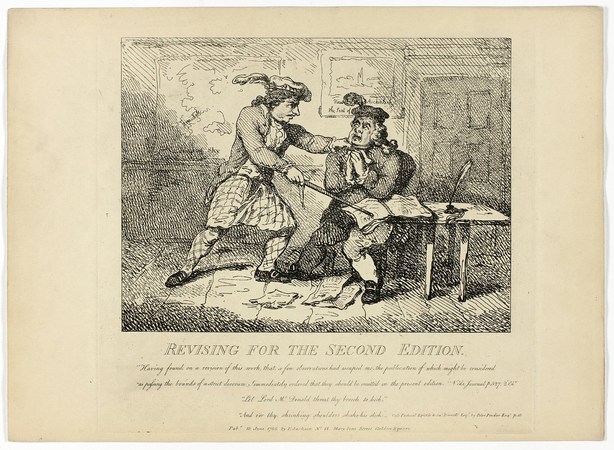 Omarbetning för den andra upplagan, från Boswells Tour of the Hebrides av Thomas Rowlandson