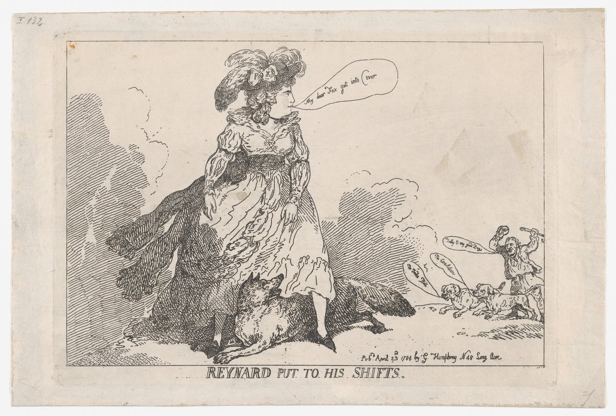 Reynard Put To His Shifts, 23 april 1784, 23 april 1784. av Thomas Rowlandson