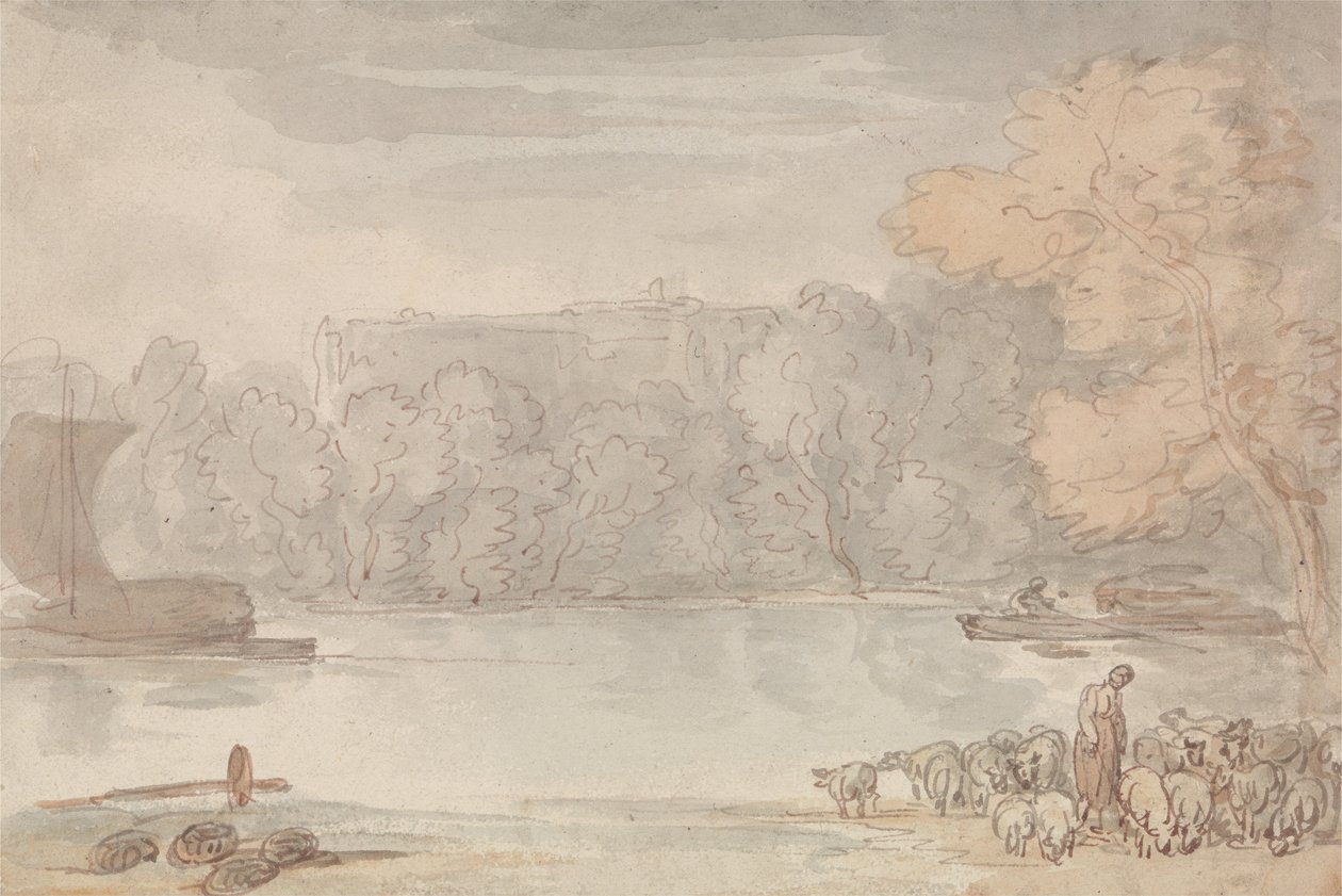 Flodmotiv (Themsen vid Eton) av Thomas Rowlandson