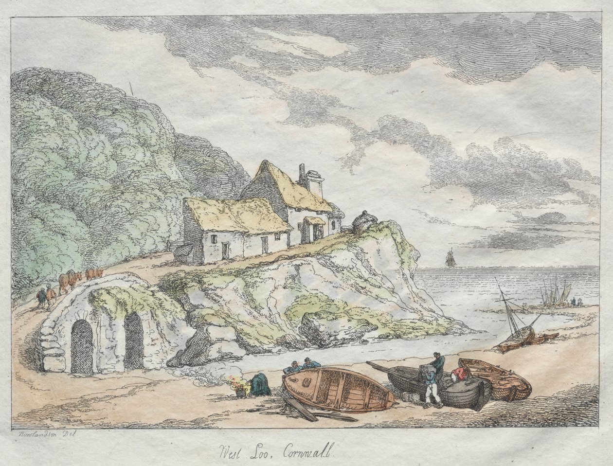 Rowlandsons Sketches from Nature: West Looe, Cornwall av Thomas Rowlandson