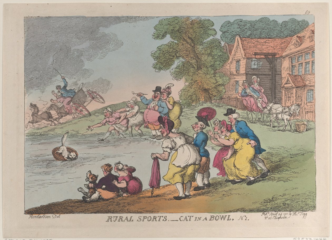 Landsbygdsidrott: Cat in a Bowl, 24 april 1811, 24 april 1811. av Thomas Rowlandson