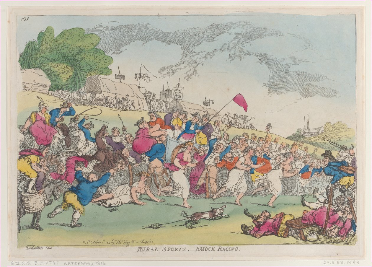 Landsbygdsidrott, Smock Racing, [1 oktober 1811], nytryck., [1 oktober 1811], nytryck. av Thomas Rowlandson