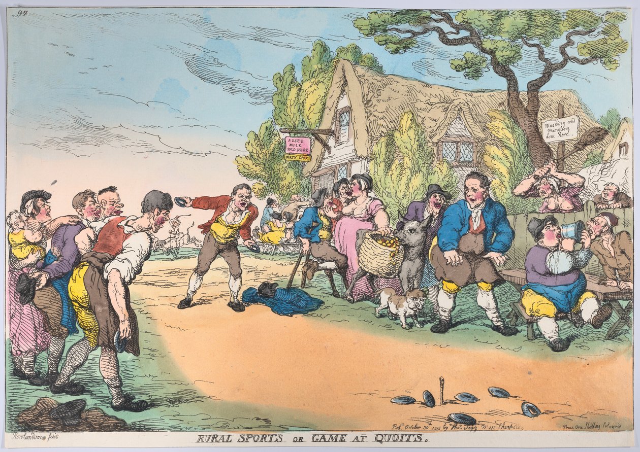 Landsbygdens sport eller spel på Quoits, 30 oktober 1811., 30 oktober 1811. av Thomas Rowlandson