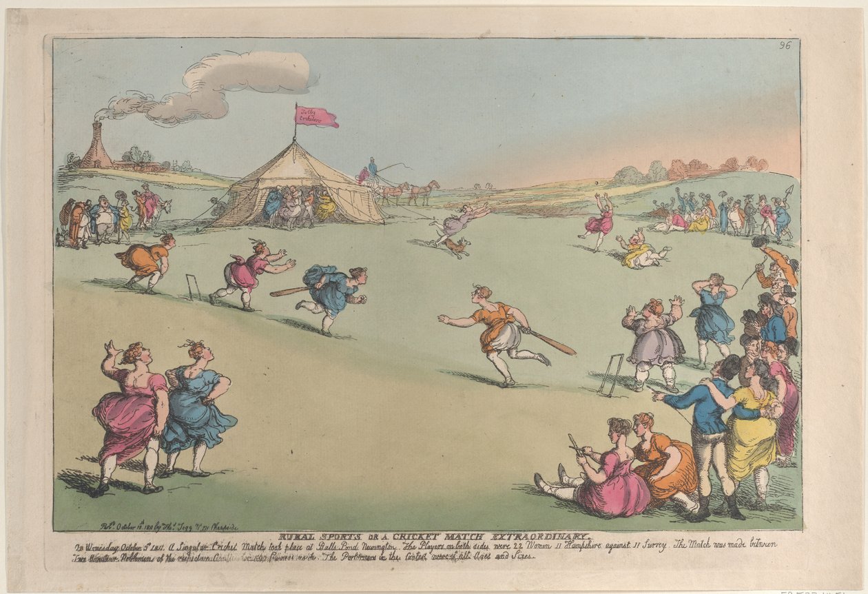Landsbygdsidrott eller en extraordinär cricketmatch, 10 oktober 1811., 10 oktober 1811. av Thomas Rowlandson