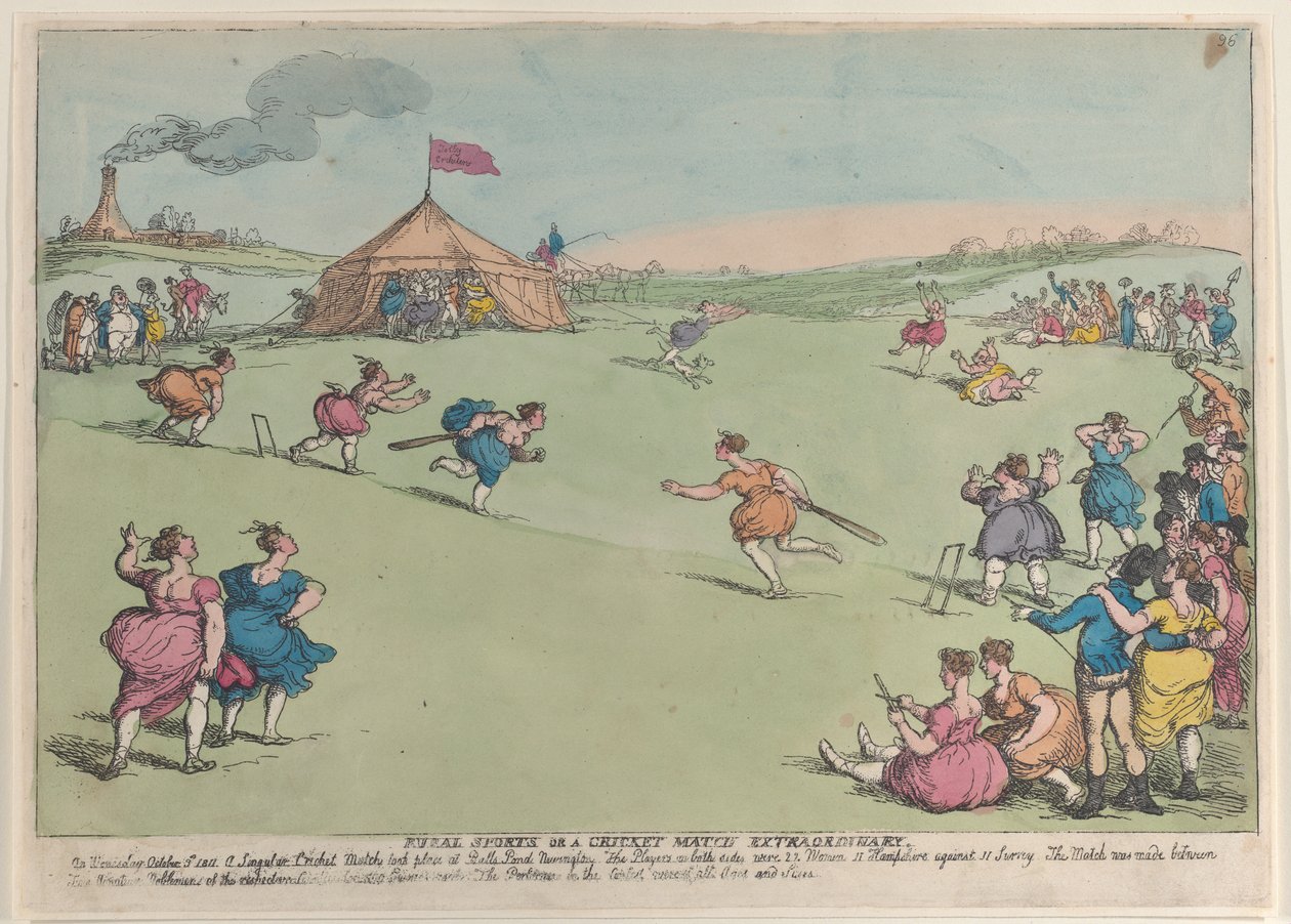 Landsbygdsidrott eller en extraordinär cricketmatch, 10 oktober 1811., 10 oktober 1811. av Thomas Rowlandson