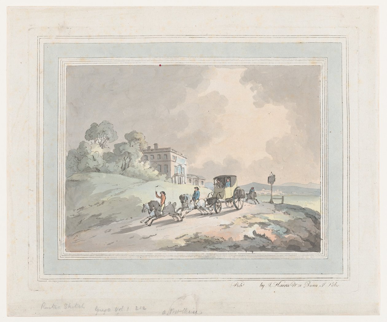 Rustik skiss, eller en stolpe som reser, 1785-99., 1785-99. av Thomas Rowlandson