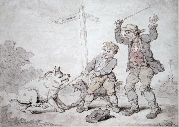 Rusty Bacon (Pigheadedness and Persuasion) (bläck & akvarell på papper) av Thomas Rowlandson