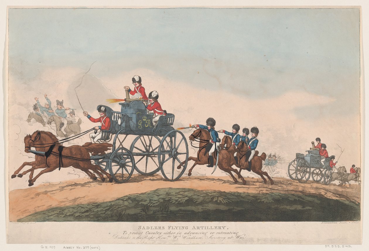 Sadlers flygande artilleri av Thomas Rowlandson