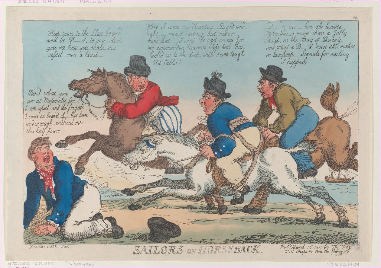 Sjömän till häst, 16 mars 1811., 16 mars 1811. av Thomas Rowlandson