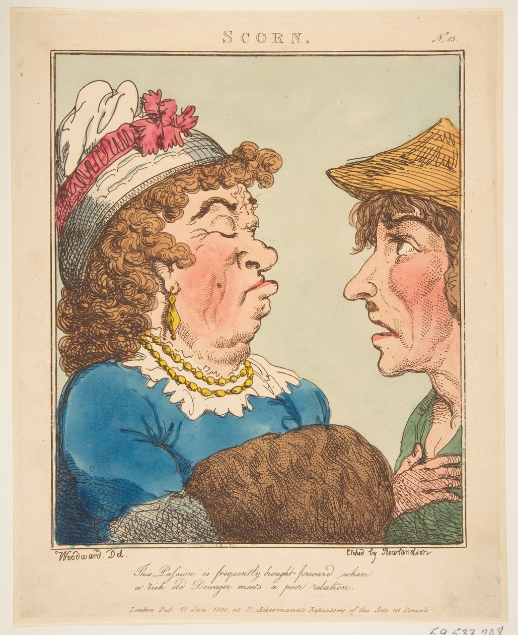 Scorn Le Brun Travested, eller Caricatures of the Passions, 21 januari 1800. av Thomas Rowlandson