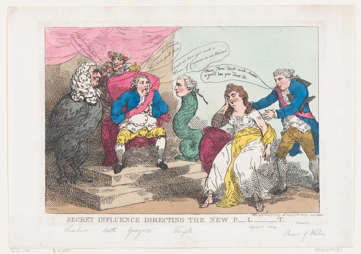 Secret Influence Directing The New P-l-t [parlamentet], 18 maj 1784., 18 maj 1784. av Thomas Rowlandson