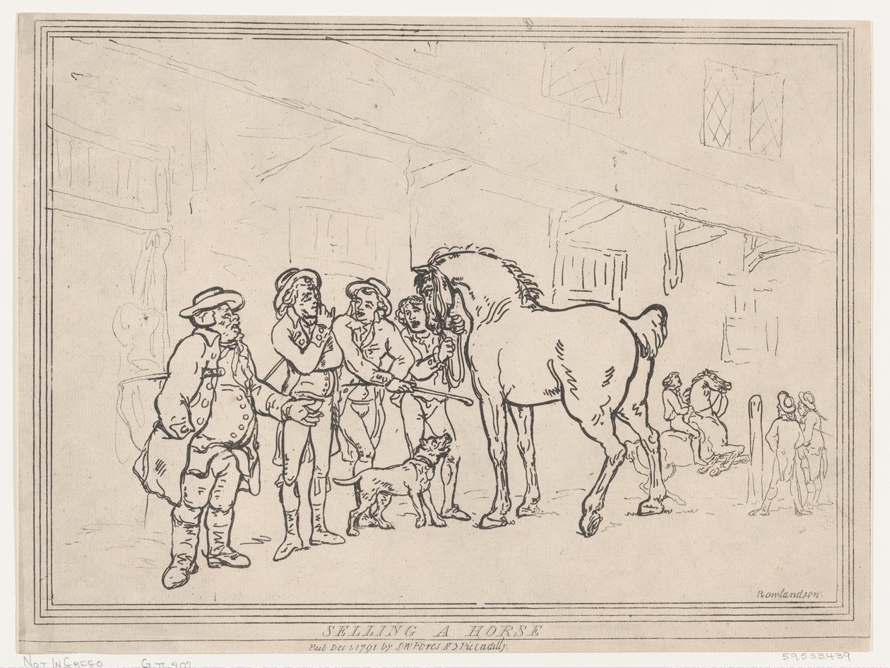 Att sälja en häst, 1 december 1791, 1 december 1791. av Thomas Rowlandson
