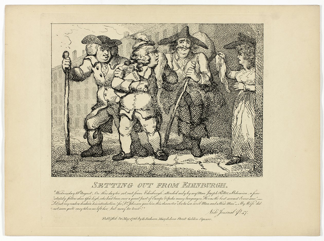 Utfärd från Edinburgh, från Boswells rundresa på Hebriderna av Thomas Rowlandson