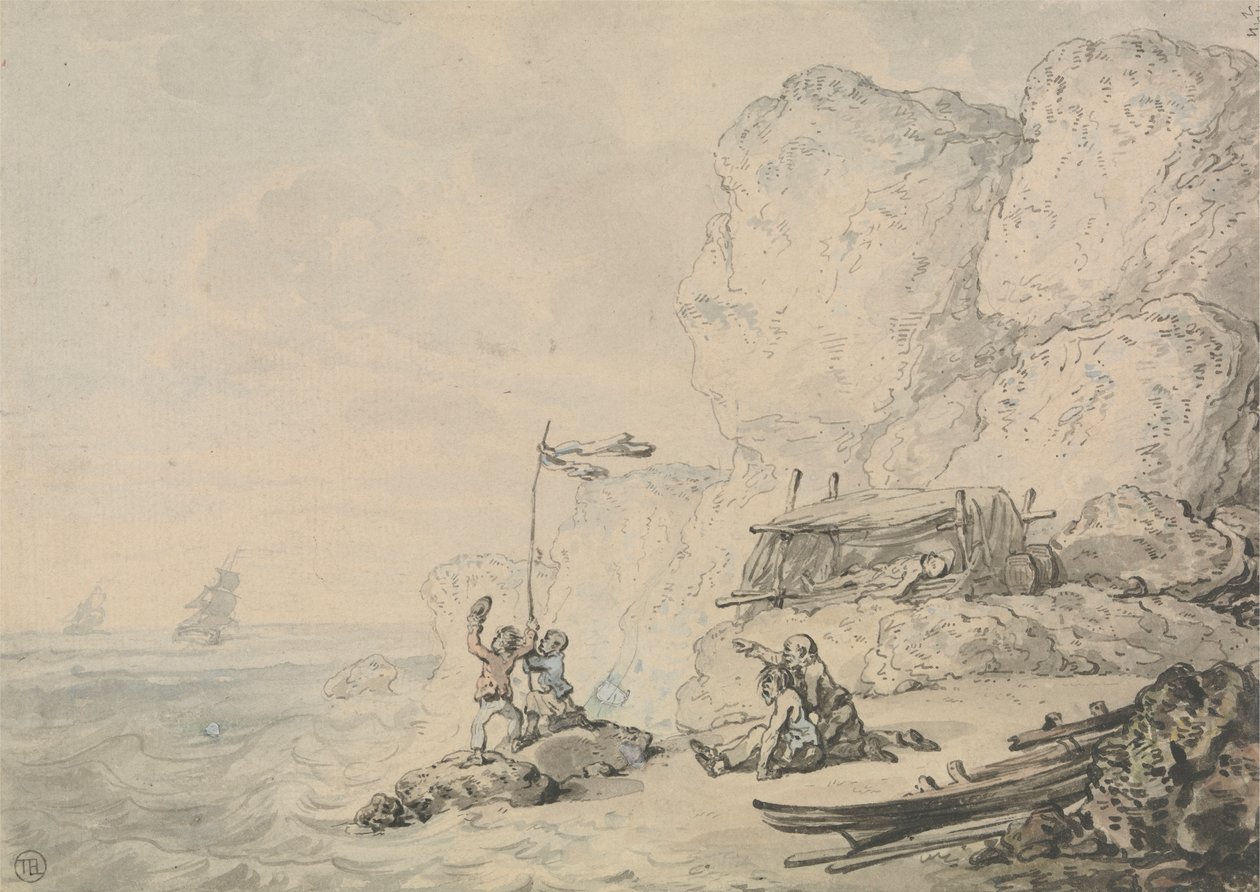 Skeppsbrutna sjömän av Thomas Rowlandson