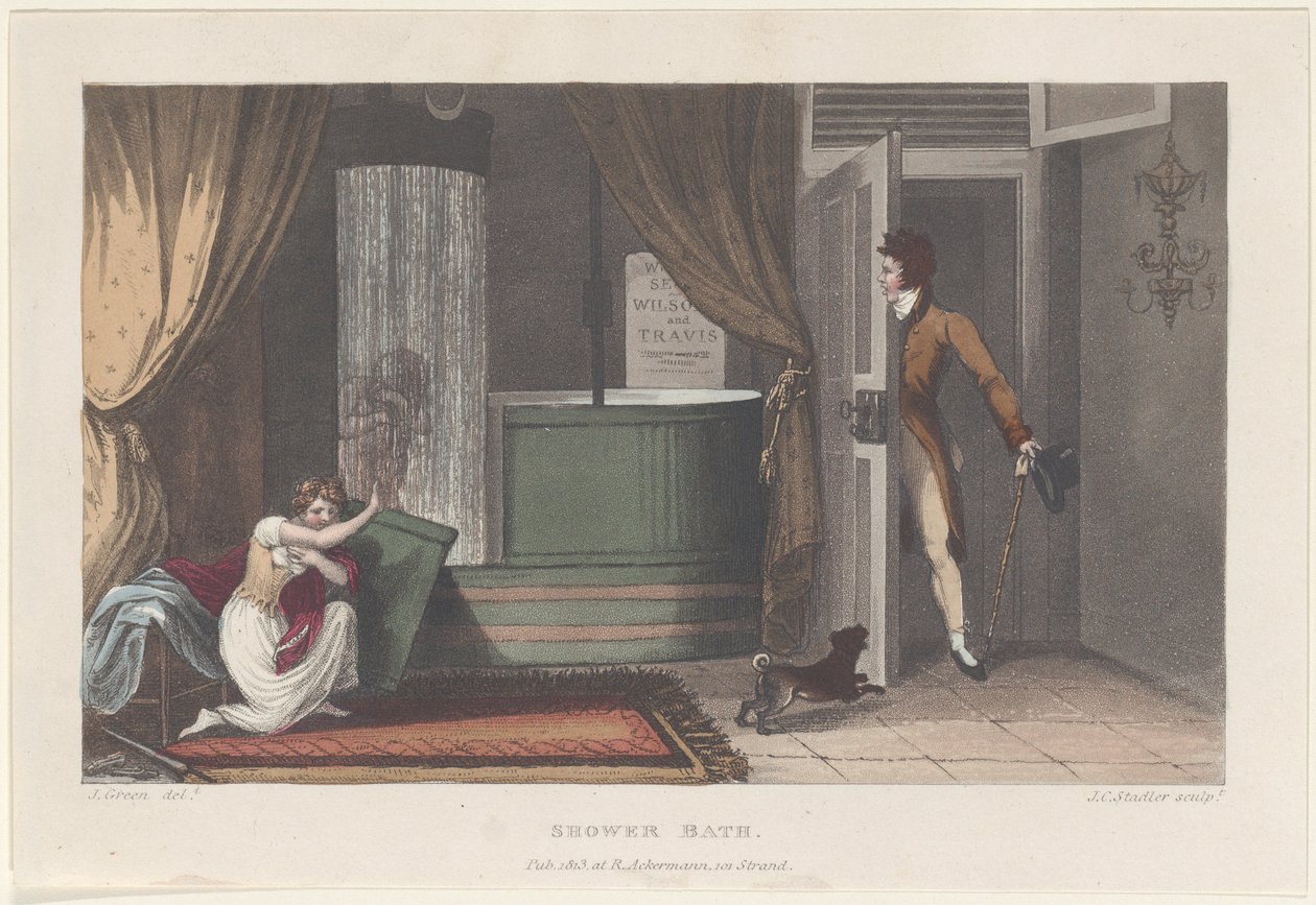 Shower Bath, från Poetical Sketches of Scarborough, 1813., 1813. av Thomas Rowlandson
