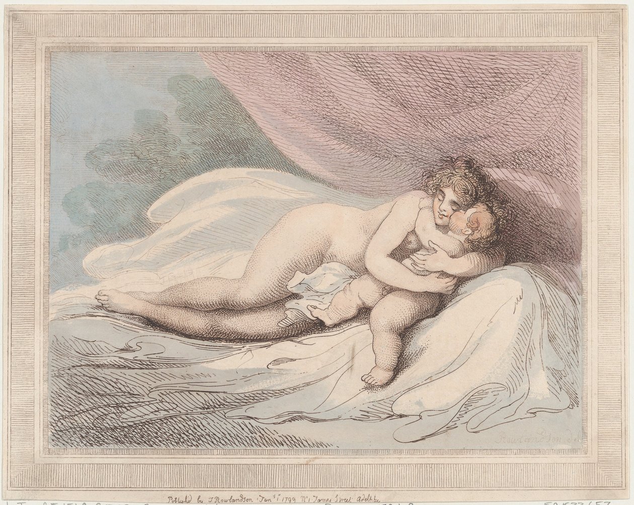Sleeping Venus Cuddling a Child, 1 januari 1799., 1 januari 1799. av Thomas Rowlandson