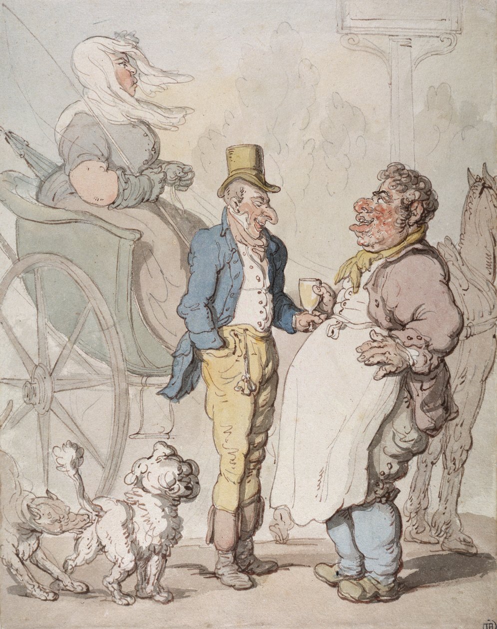 Slanke Billy, resenärer som tar förfriskningar (akvarell på papper) av Thomas Rowlandson