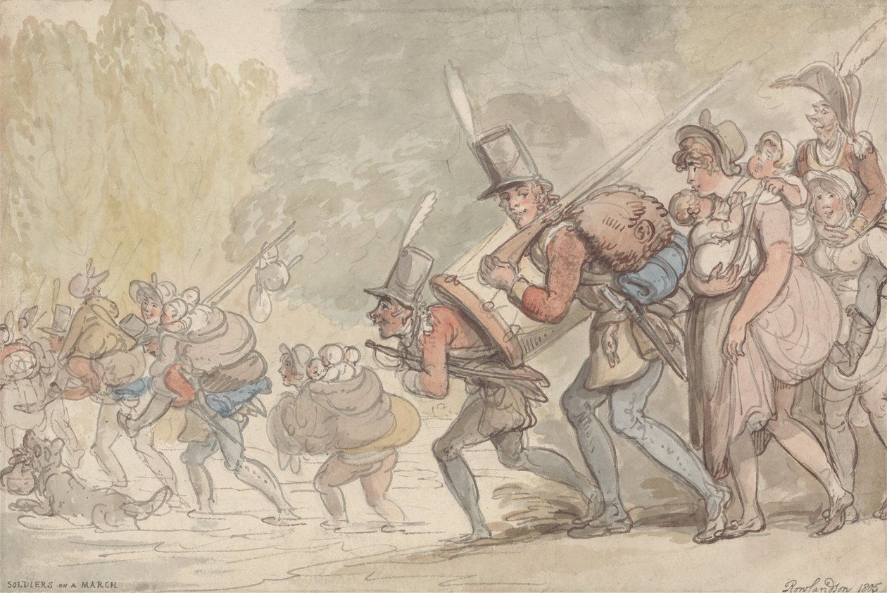 Soldater på marsch av Thomas Rowlandson